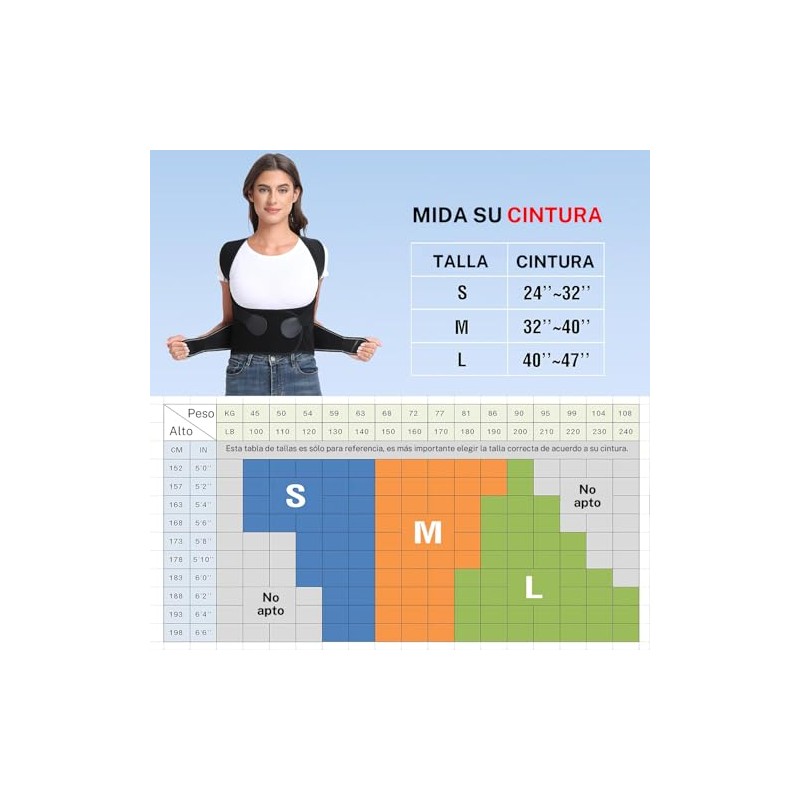 Corrector de Postura para Hombres y Mujeres,Corrector de Espalda,Tamaño Ajustable,Transpirable,Corrección