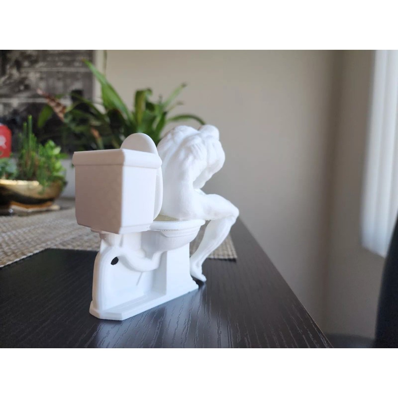 Unique Thinker Toilet Figure - Unique 3D Printed Bathroom Décor