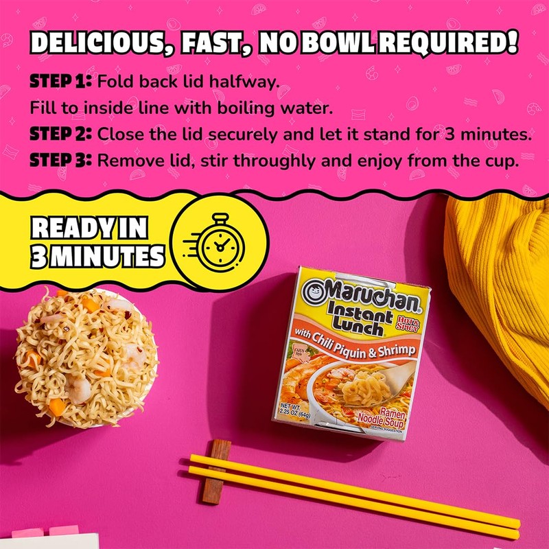 Maruchan Instant Lunch Ramen Noodles, Chili Piquin & Shrimp –
