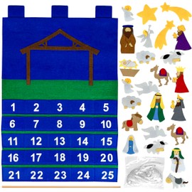 KAJ Decor Countdown to Christmas Religious Nativity Advent Calendar for use at Home, School, Classroom, Office for use on Door or Wall with 25 Detachable Pieces for Many Years of Holiday Fun