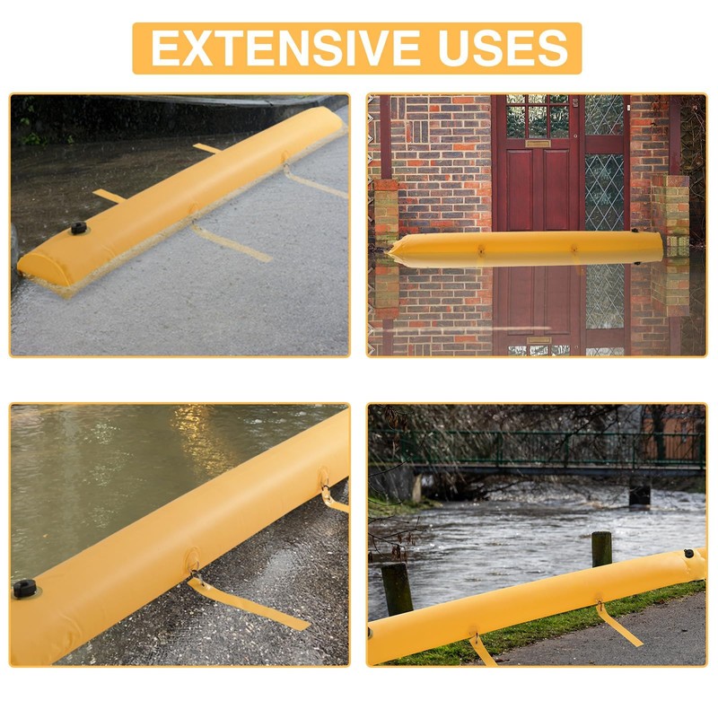 4 Pack 6 ft Flood Barrier for Home, Reusable Outdoor