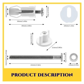 Toilet Seat Fittings,2 Pairs Universal Toilet Seats Screws and Bolts Toilet Seat Hinges Bolt Nut Expanding Rubber Top Nuts Screws Toilet Seat Fixing Kit for Toilet Covers Replacement