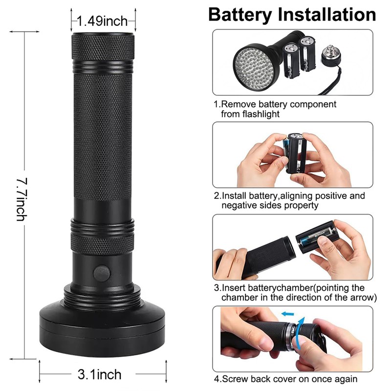 UV Flashlight Black Light, 100 LED Black Flash Light for