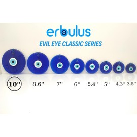 Erbulus 10" Glass Blue Evil Eye Wall Hanging Ornament - Evil Eye Decor - Turkish Handmade Nazar Amulet - Home Protection Charm - Evil Eye Wall Decor Amulet in a Box
