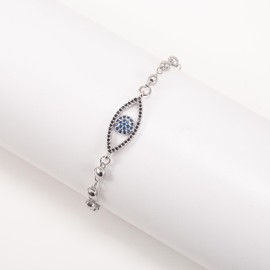 Evil Eye Bracelet for Women Adjustable Link Chain Eye Jewelry for Girl Fashion Bracelets for women (silver)