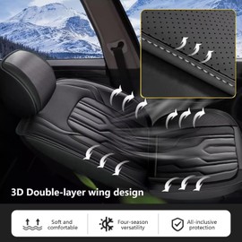 YORKNEIC Fit for Hyundai Santa Fe Seat Covers 2009-2025: Leather Waterproof Car Seat Covers Anti-Slip Protector 2 Front Set (2 Seats, Black)