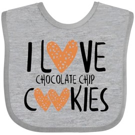 inktastic I Love Chocolate Chip Cookies Baby Bib Heather Grey 45bc0