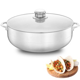 Alpine Cuisine Nonstick Aluminum Hot Pot Caldero Dutch Oven with Glass Lid & Riveted Handle, Durable Cookware for Large & Small Serving of Stew & Rice 11 Quart Easy Clean, Silver
