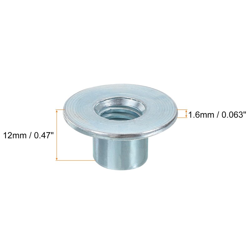 sourcing map M10 T-Nuts, 24pcs Carbon Steel Tee Nut Round