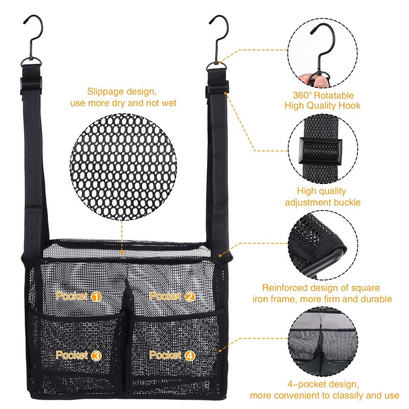 Hanging Mesh Shower Caddy College with Hooks, Bath Baskets Organizer