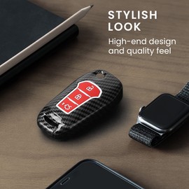 kwmobile Car Key Case Compatible with Ford 3-Button MyKey Car Key (Key Free) - Hard Cover Protective Key Case Cover in Red / Black