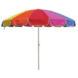 Rainbow 8 Ft Beach Umbrella with Tellon Coated Weatherproof Polyester Cover and Carry Bag / Uvf 50+