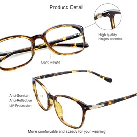 VisionGlobal Blue Light Blocking Glasses for Women/Men, Anti Eyestrain, Computer Reading, TV Glasses, Stylish Square Frame, Anti Glare(Black,+5.75 Magnification)