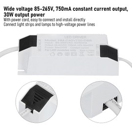 30W LED Driver Constant Current 750mA LED Light Transformer Input AC85‑265V Output DC24‑40V for Lighting Accessories