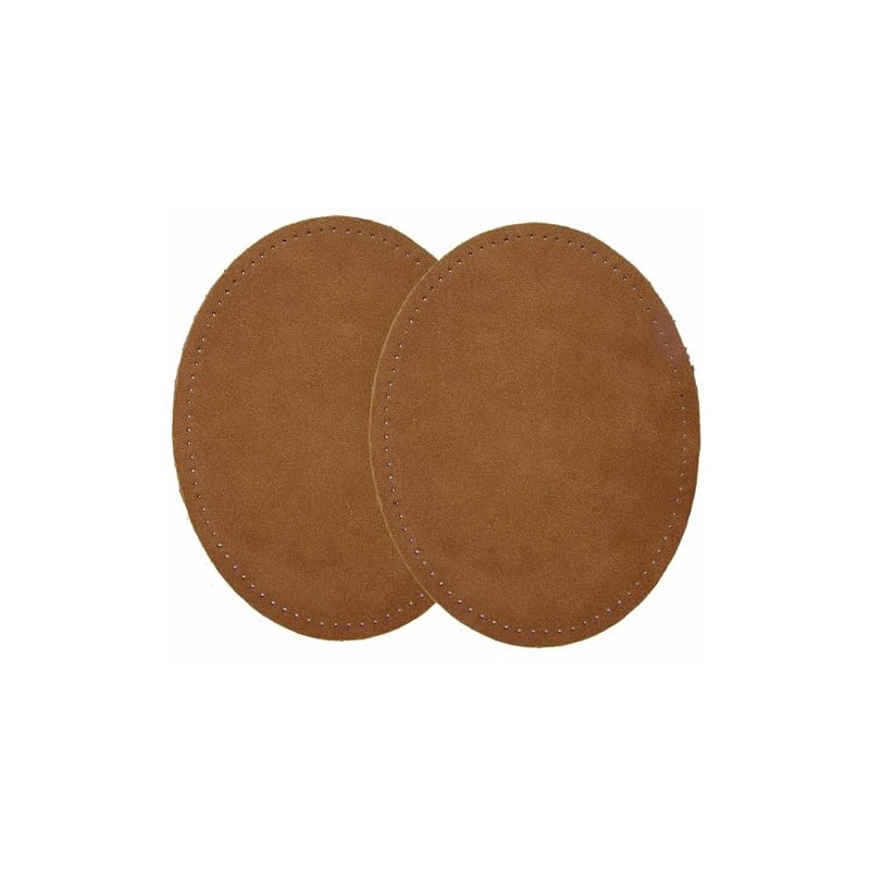 -2 Sew-on Large Natural Suede Leather Elbow Patches Size 4.75