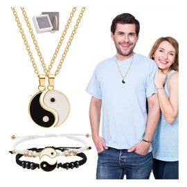 Yin Yang Juego De Pulseras Con Collar, Pulseras Ajustable