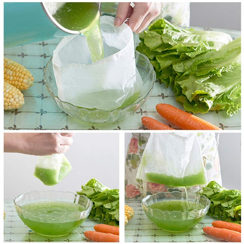 3Pcs Reusable Filter Bags Mesh Nylon Bags for Nut Milk,