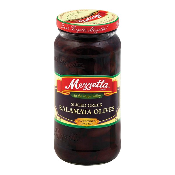 Mezzetta Sliced Calamata Olive, 9.5 Ounce - 6 per case.