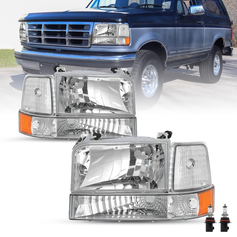 JSBOYAT 6pcs Headlight Assembly Replacement with Bumper Corner Headlamp Set