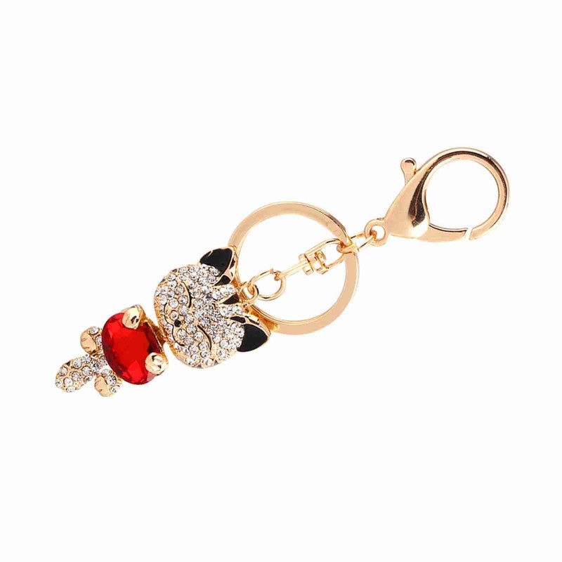 Hztyyier 3D Kitten Key Ring, Crystal Rhinestone Key Ring Charm