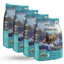 Addiction Salmon Bleu – Premium New Zealand King Salmon Recipe – Skin, Coat & Cognitive Health - Complete & Balanced - Omega-3 Rich - Grain-Free Dry Cat Food for All Life Stages – 4lbs (4 Packs)