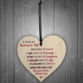 RED OCEAN 1st Wedding Wooden Hanging Heart Sign First Wedding For Her