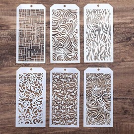 DIY Decorative Stencil Template for Scrapbooking Painting on Wall Furniture Crafts, Set of 6 (Tree Grain#9)