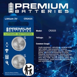 Premium CR2025 Battery Lithium 3V Coin Cell - Japanese Engineered High Capacity Batteries (2 Pack)