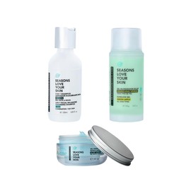 Seasons love your skin kit rutina facial para piel mixta a grasa Shampoo menta +gel hidratante + bloqueador manzana