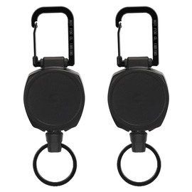 Winuin Reel Key Chain with Carabiner, Key Reel, Metal Wire, Extends up to 23.6 inches (60 cm), Automatic Winder, Lost Prevention, Reel keychain x 2 set