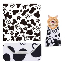 Gosknor Cat Grooming Wrap, 21.6x21.6in Large Cat Swaddle Towel Restraint Wrap for Nail Clipping Self-Adherent Anti-Escape Calming Burrito Blanket Pet Grooming Supplies