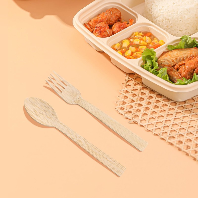 HTB Disposable Forks, 100 Pieces, 6.7 inches (17 cm), Natural