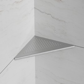 Neodrain 10 Inch Brushed Shower Shelves Corner Shelf for Tile Wall,304 Stainless Steel Corner Shower Shelves for Bathroom, Floating Corner Shelves for Shower Wall, No Drilling(Set of 2