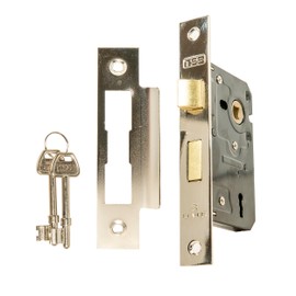 TSS 3 Lever Mortice Sash Lock for Internal Doors 2.5" (65mm) in Satin Chrome. Internal Door Lock with 2 Keys. Door Lock with Key for Internal and External Doors.