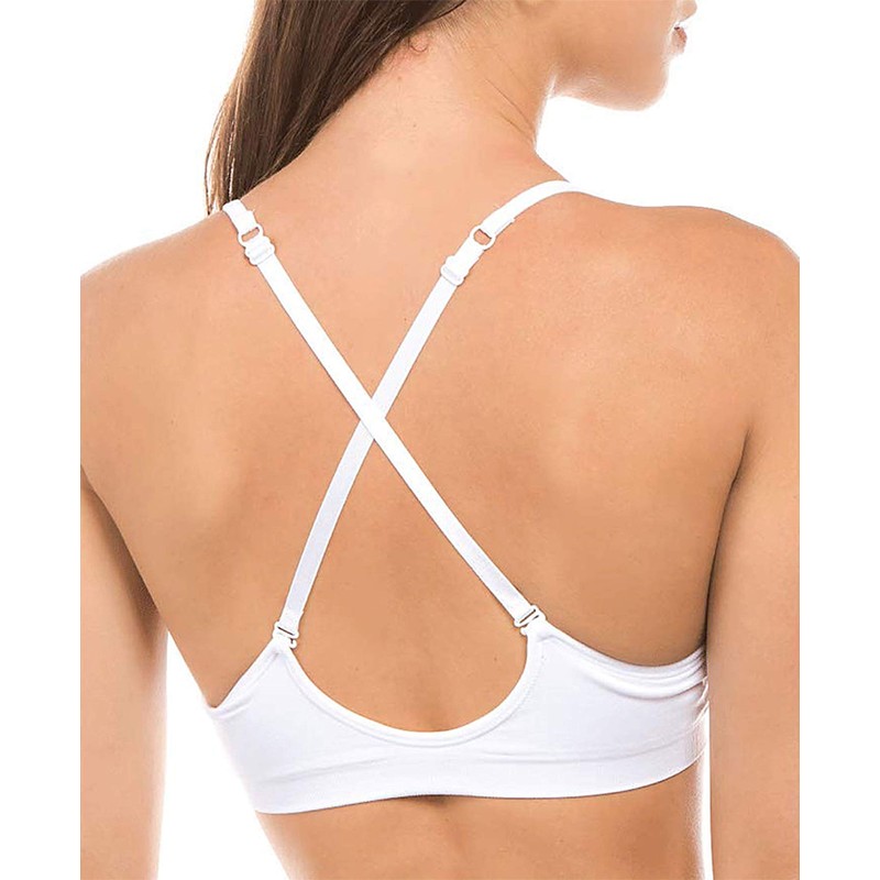 Anemone Seamless Padded V-Neck Cami Bra 04 - WHITE