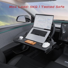 2-in-1 Car Steering Wheel Desk Tray & Slim Seat Gap Filler Organizer, Foldable Car Table for Eating Working, Carbon Fiber Car Laptop Tray & Seat Organizer for Car SUV Truck