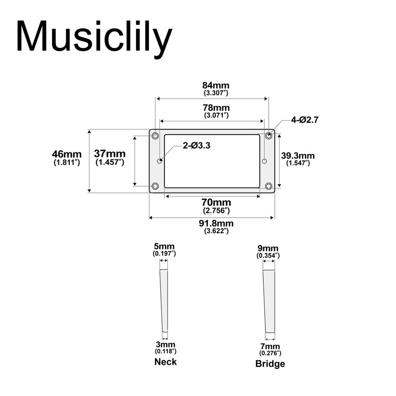 Musiclily Pro Plastic Curved Bottom Humbucker Mounting Pickup Rings Set