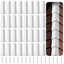 Therwen 32 Pcs Aluminum Siding Corners 8 Inch Outside White Corner Caps Smooth Siding Trim, Metal Nails Included for Mobile Home House Exterior