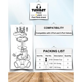 TUIXILET 2-Port 3-Port Pool Valve Rebuild Kit (Contains: Grease Cup Kit 2133 and Pool Diverter Valve O-Ring 1132, 1307) Compatible with 2-Way and 3-Way Valves (3-Set)