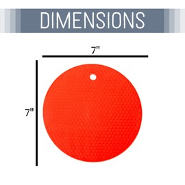 NAT & Jules Honeycomb Pattern 7 inch Silicone Round Kitchen Hot Pad Trivets Set of 4, Red
