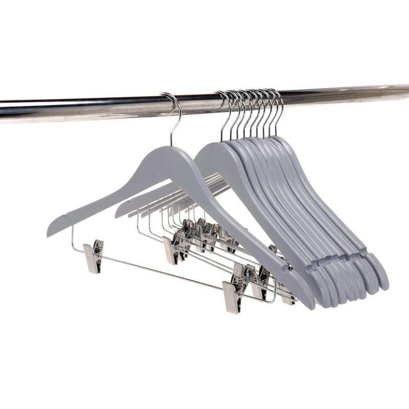 Quality Wooden Skirt Hangers with Clips, 20-Pack Smooth Solid Wood