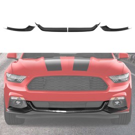 CheroCar Front Bumper Cover Compatible with 2015 2016 2017 Ford Mustang Carbon Fiber Bumpers Face Bar Grille Shutters Lower Grille Trim Panel Encircle License Plate Bracket Mount Fascia Cover