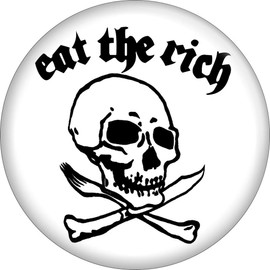 Eat The Rich - Skull on Knife and Fork -2.25" Round Magnet