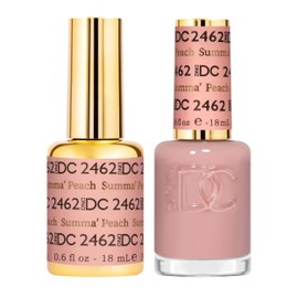 DND DC Gel Polish Set, Sheer Collection, UV/LED Gel Polish and Air Dry Nail Lacquer, Matching Chip-Free Polish Duo, 2462 Summa Peach, 0.5 Fl Oz