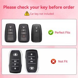 ZVRSUA Car Key Case Cover with Diamond Bling Key Ring Compatible with Toyota Corolla RAV4 Corolla Camry CH-R Yaris Prius, Smart Key, 3 Buttons, pink