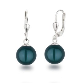 Schöner-SD Pearl Drop Earrings 925 Silver 10 mm, Silver, Tahitian look