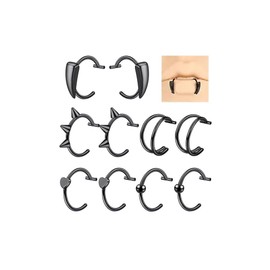Xpircn Fake Lip Piercings Fake Snake Bite Non-Piercing Lip Cuff Ear Cuff Vampire Teeth Ring Stainless Steel Fake Lip Rings
