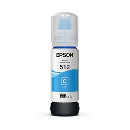 EPSON T512 EcoTank Ink Ultra-high Capacity Bottle Cyan (T512220-S) for select Epson EcoTank Printers