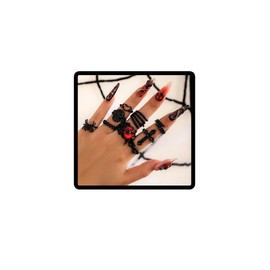 Jascatin Punk Hip Hop Cross Ring Removable Snake Spader Rings Knuckle Ring Set Jewellery for Women, Metal, No Gemstone