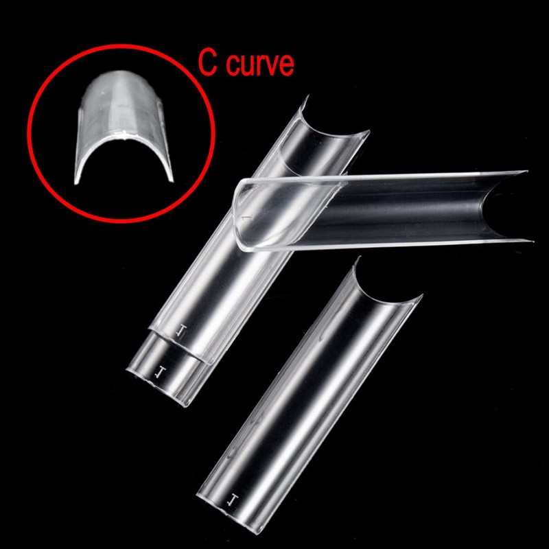 JZK 240x Clear C Curve Half Cover Square Nail Tips